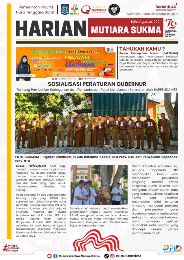 SOSIALISASI PERATURAN GUBERNUR TENTANG PEMBERIAN KERINGANAN DAN PEMBEBASAN PAJAK KENDARAAN BERMOTOR OLEH BAPPENDA NTB